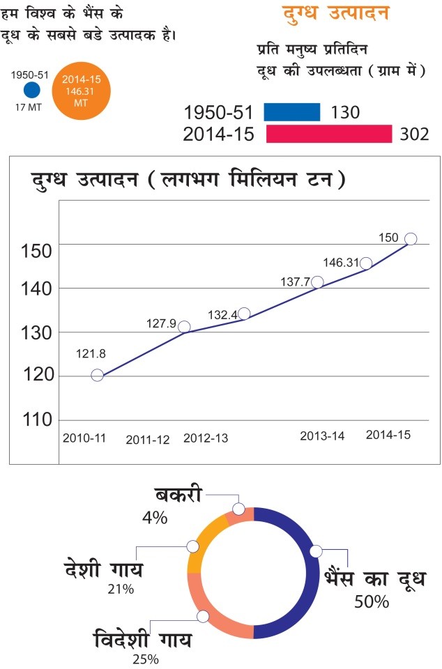 पषुओं का चयन, Milk production details India